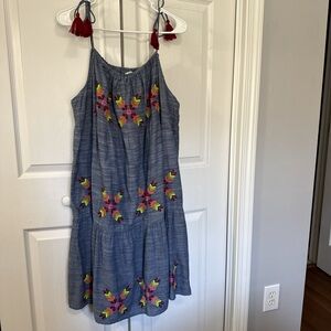 Rocks & Indigo Embroidered Blue Mini Boho Festival Dress